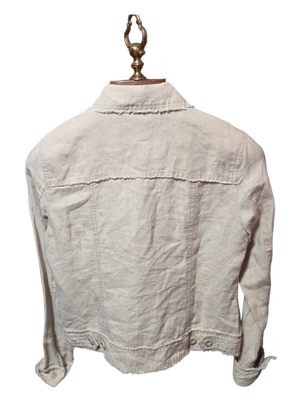 Tommy Bahama Two Palms Jacket Linen Raw Edge Button Up Tan Beige Size Small - Picture 3 of 7